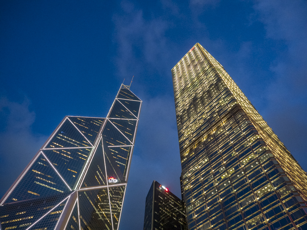 Rascacielos de HongKong iluminados